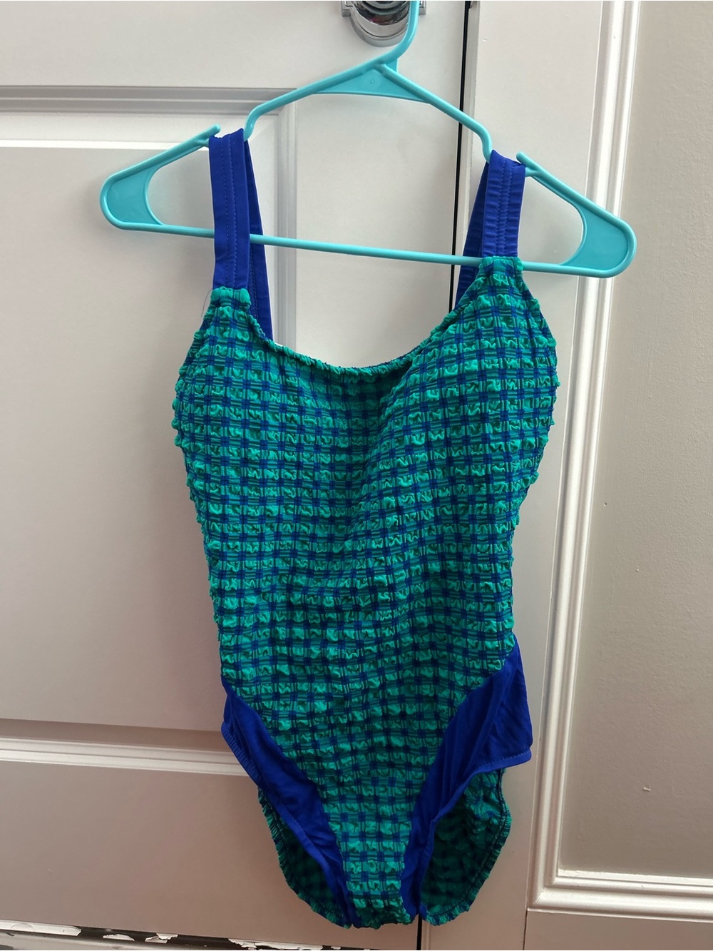 Jantzen Green & Blue Gingham Retro One-Piece Swimsuit